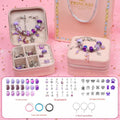 Purple Kids DIY Beaded Bracelet Set - Creative Jewelry Making Kit with Princess Gift Box and Display Stand