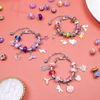 Unicorn DIY Beaded Bracelet Kit for Kids - Purple Crystal Beads and Charms Jewelry Set with Gift Box