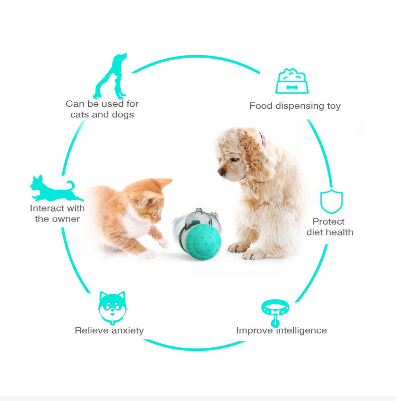 Pet Tumbler Treat Dispenser Ball,Interactive Feeding Toy for Dogs and Cats(Green and white)