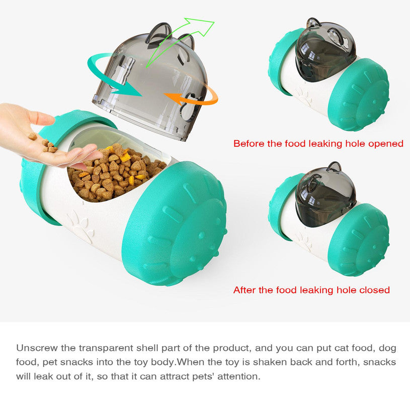 Pet Tumbler Treat Dispenser Ball,Interactive Feeding Toy for Dogs and Cats(Yellow and white)