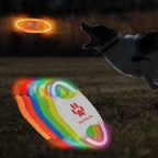 Green LED Rechargeable Dog Flying Disc - Glow-in-the-Dark Pet Training Toy with Paw Design