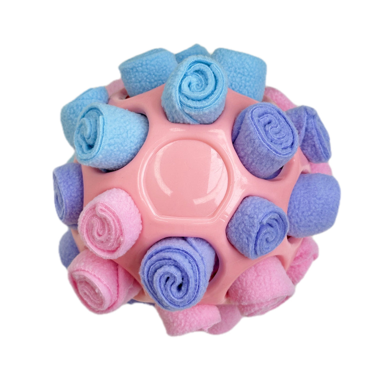 Rubber Snuffle Ball for Pets,Interactive Hollow Treat-Hiding Toy for Dogs and Cats(Pink)