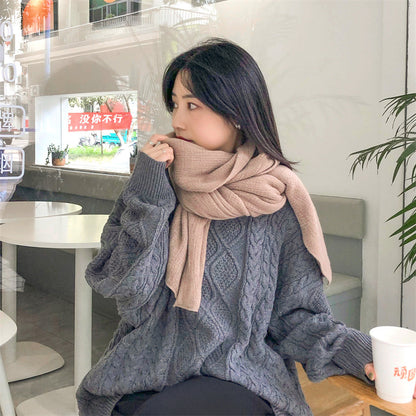Green Imitation Cashmere Solid Scarf - Warm Winter Shawl for Men and Women