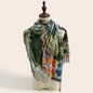 Stylish Animal Print Scarf - Warm Fall/Winter Shawl with Tassels, Imitation Cashmere(Dark green)
