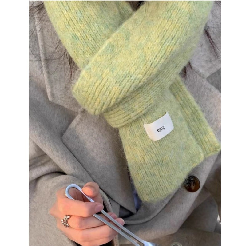 Blue Cozy Knit Scarf - Soft Wool-Blend Winter Neck Wrap, Warm and Stylish