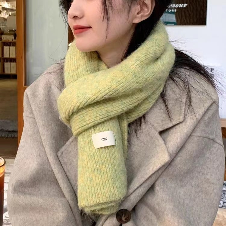 Beige Cozy Knit Scarf - Soft Wool-Blend Winter Neck Wrap, Warm and Stylish