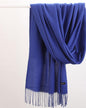 2pc Luxe Soft Imitation Cashmere Scarf - Warm Solid Tone Shawl with Elegant Fringe(Royal blue)