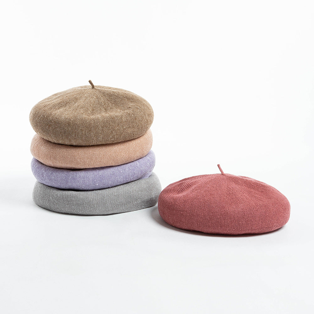 Black Linen Knit Beret - Classic Soft and Stylish Headwear