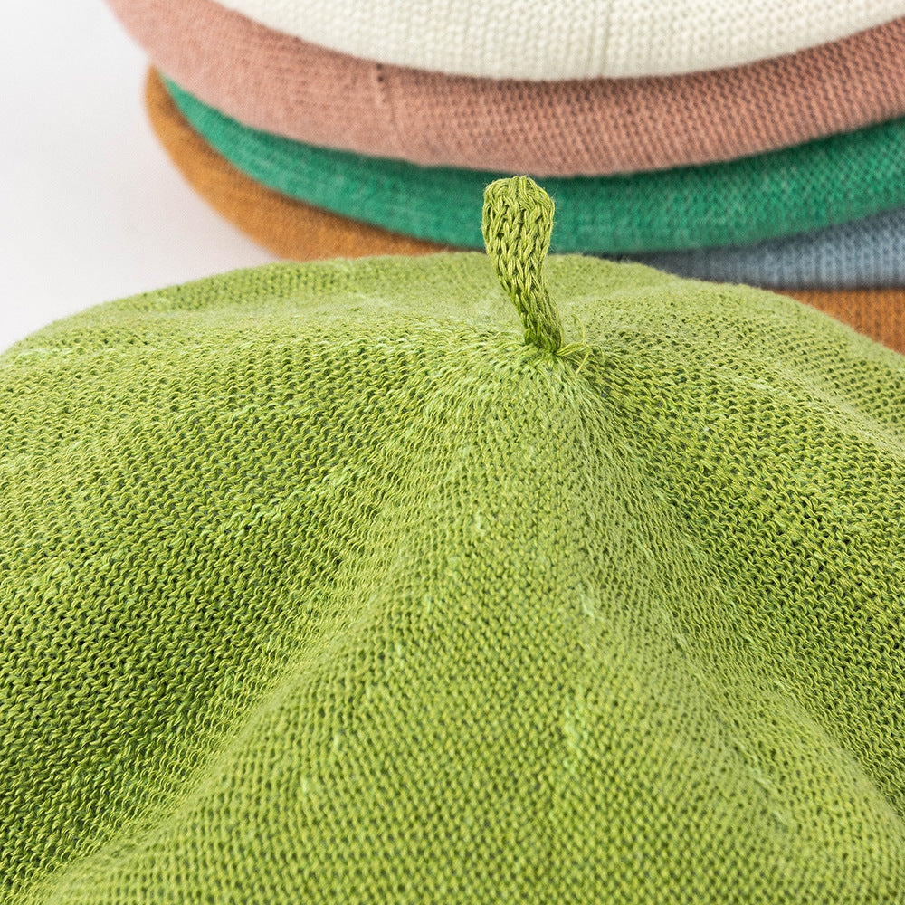 Black Linen Knit Beret - Classic Soft and Stylish Headwear