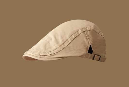 Retro Newsboy Cap - Unisex Vintage Flat Beret with Visor(Apricot )