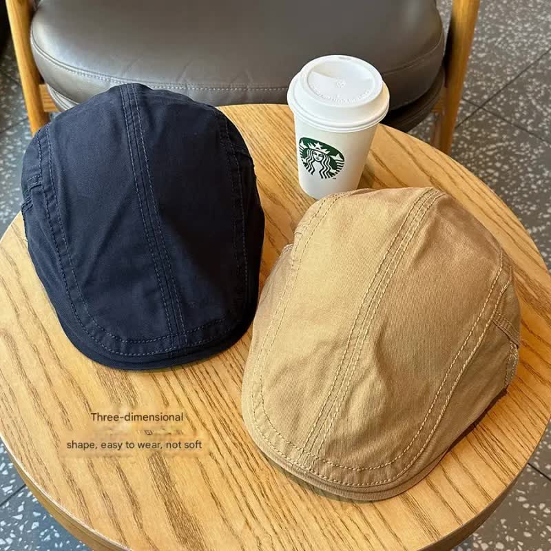 Retro Newsboy Cap - Unisex Vintage Flat Beret with Visor(Coffee)