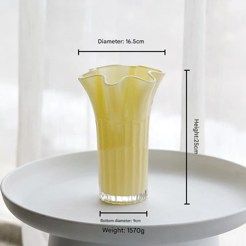 Nordic-Style Glass Vase - Elegant Fluted Flower Vase for Home Decor(Yellow)