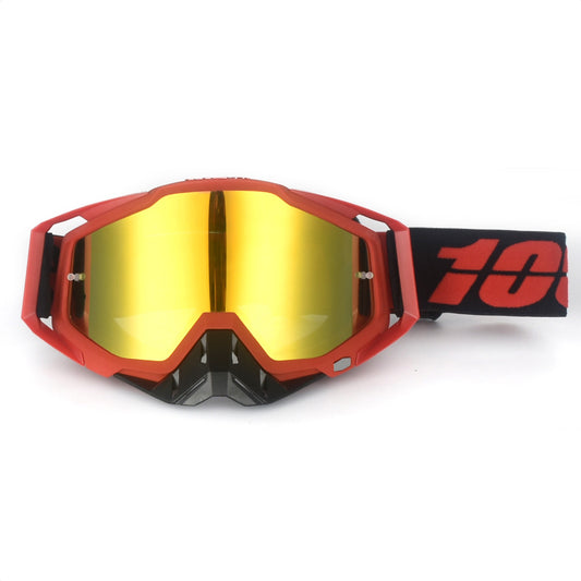 Red and black Motorcycle Goggles - UV-Protective Anti-Dust Riding Glasses for Outdoor Sports(Red lenses)