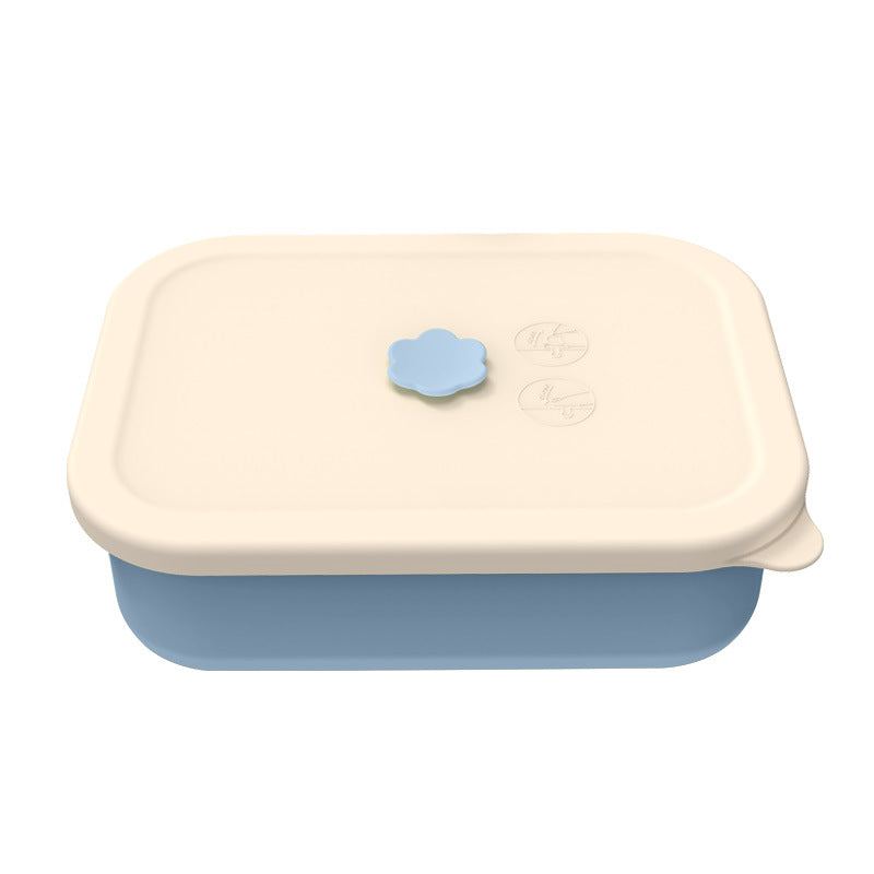 Light blue Microwave-Safe Silicone Lunch Box with 4 Compartments - Airtight Bento Box for Work and Travel