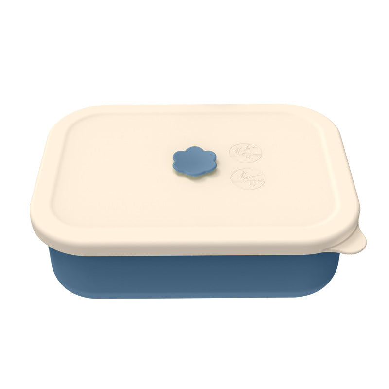 Dark blue Microwave-Safe Silicone Lunch Box with 4 Compartments - Airtight Bento Box for Work and Travel