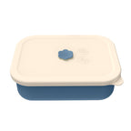 Dark blue Microwave-Safe Silicone Lunch Box with 4 Compartments - Airtight Bento Box for Work and Travel