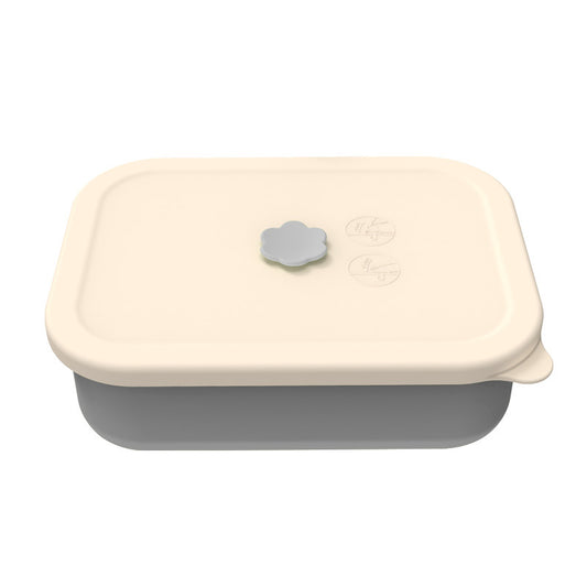 Gray Microwave-Safe Silicone Lunch Box with 4 Compartments - Airtight Bento Box for Work and Travel