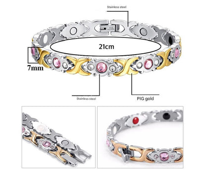 Magnetic Therapy Bracelet - Anti-Allergy Jewelry with Gemstone Design and Health Benefits(Steel)