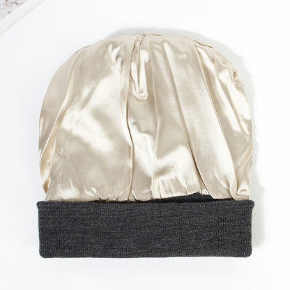 Premium Warm Beanie with Silk Satin Lining(Purple)