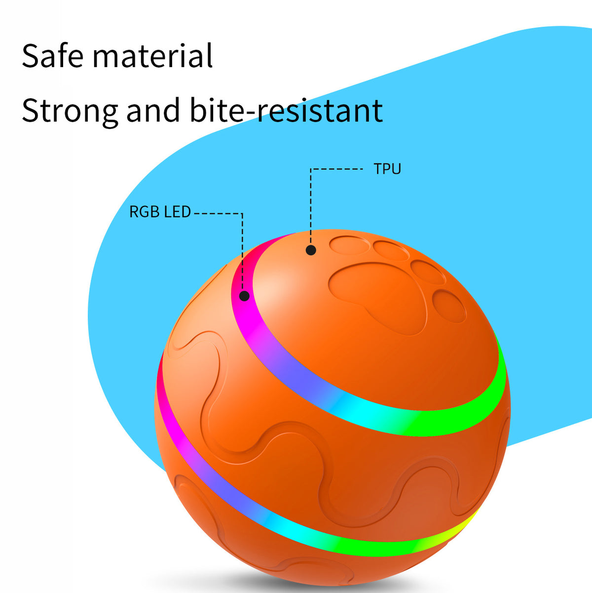 Interactive Auto Pet Toy Ball with Remote Control - USB Rechargeable, LED Lights, Sturdy & Waterproof(orange)