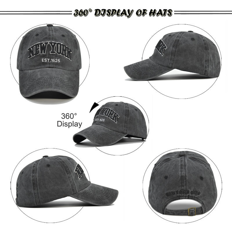 Vintage New York Est. 1625" Washed Cotton Baseball Cap - Adjustable & Unisex(Navy blue)"