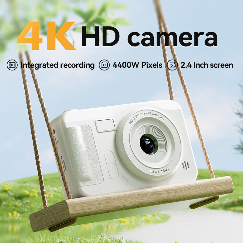 Student HD Digital Camera - 44MP, 8x Zoom, Autofocus, Dual Lens, Type-C Charging (white)