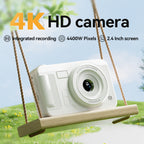 Student HD Digital Camera - 44MP, 8x Zoom, Autofocus, Dual Lens, Type-C Charging (white)