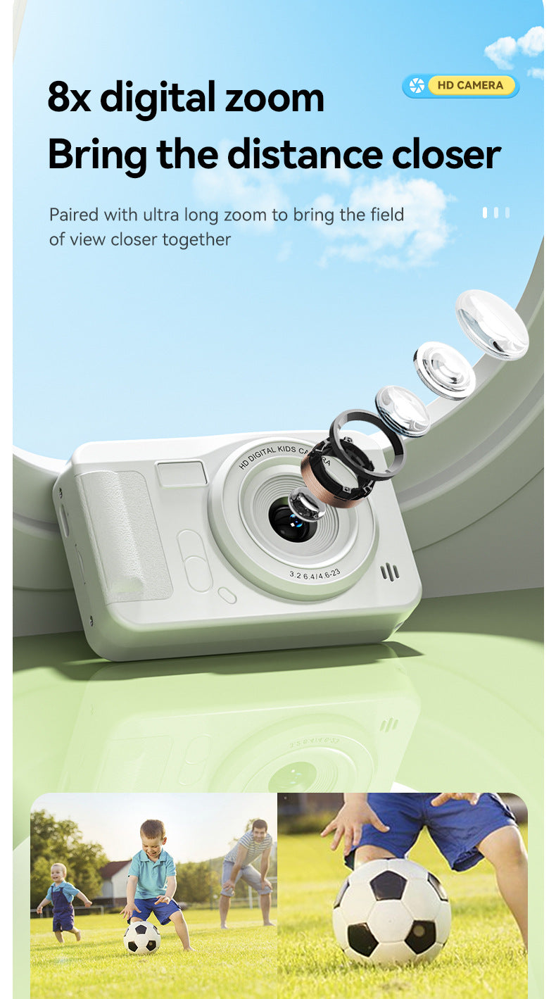 Student HD Digital Camera - 44MP, 8x Zoom, Autofocus, Dual Lens, Type-C Charging (white)