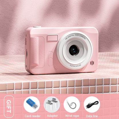Student HD Digital Camera - 44MP, 8x Zoom, Autofocus, Dual Lens, Type-C Charging (Pink)