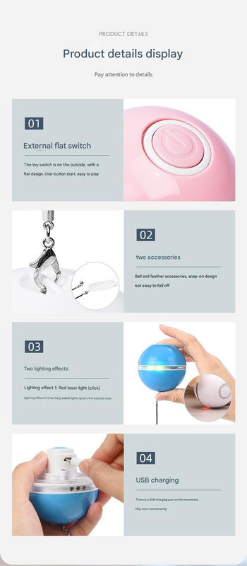 Smart USB Rechargeable Pet Interactive Rolling Ball(Blue)
