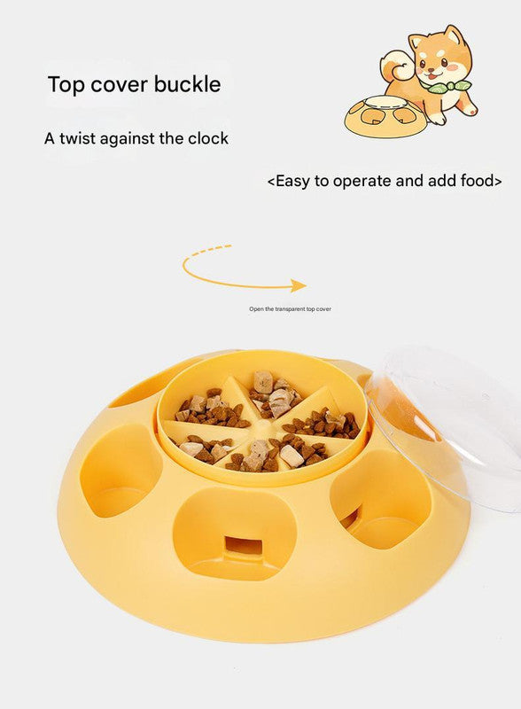 Interactive Pet Slow Feeder & Puzzle Toy - Press to Dispense Food, Improves Digestion(pink)