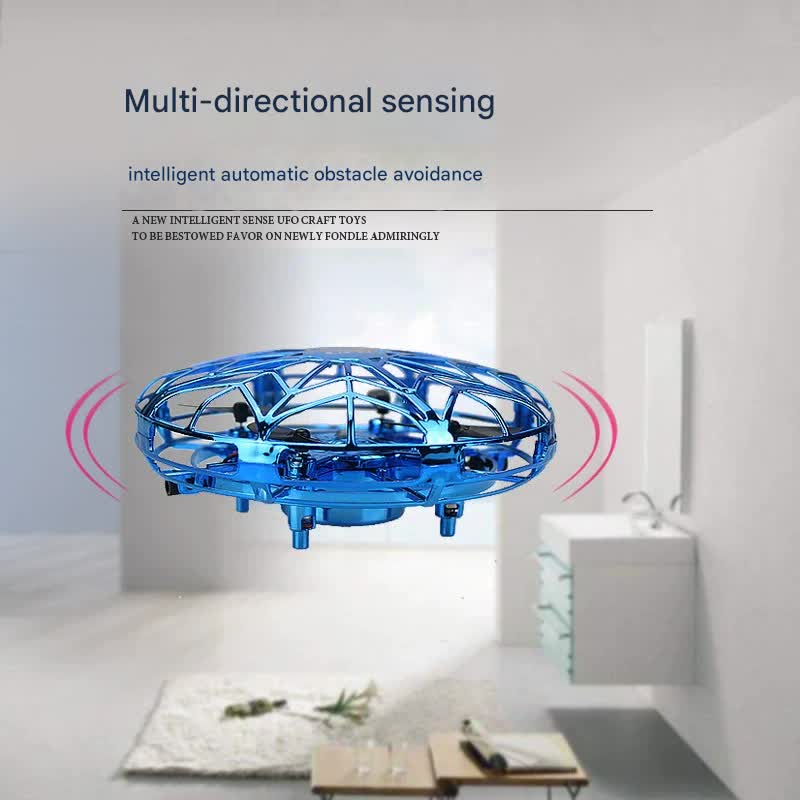 Hand-Controlled UFO Mini Drone with LED Lights & Obstacle Avoidance(blue)