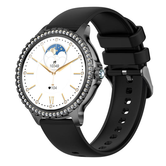 Elegant Women's Smartwatch,HD Touchscreen, Bluetooth Calls, Health Monitoring(Black)
