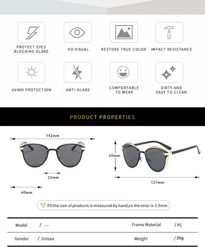 2-pcs Brown Elegant Women's Cat Eye Sunglasses - Anti-Glare, Lightweight Frame