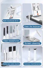 Black brown 22-in-1 Electronics Cleaning Kit - for Keyboards, Airpods, Laptops, Cell Phones, Cameras