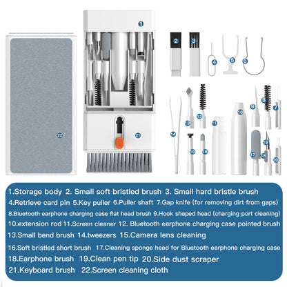 Black 22-in-1 Electronics Cleaning Kit - for Keyboards, Airpods, Laptops, Cell Phones, Cameras