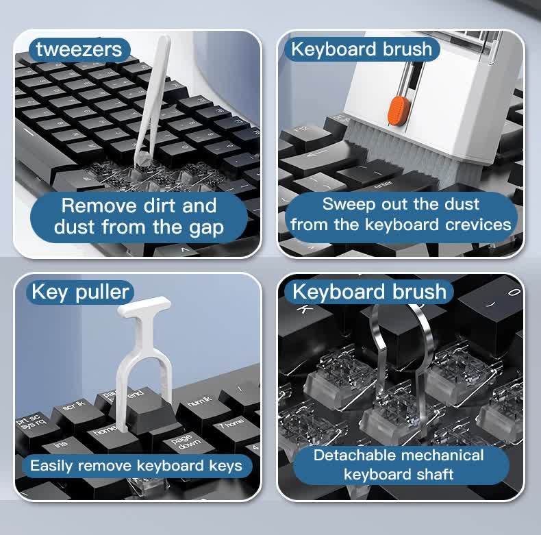 Black 22-in-1 Electronics Cleaning Kit - for Keyboards, Airpods, Laptops, Cell Phones, Cameras