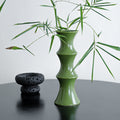 Glossy GreenCeramic Vase - Unique Bamboo-Look Design (25.5x9x7cm)