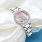 Women's Butterfly Quartz Watch with Ceramic Steel Strap and Luminous Hands (Silver shell powder surface steel belt)