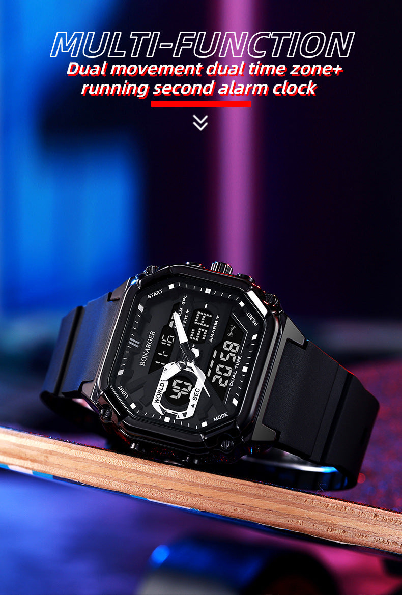Blue Men's Dual Display Watch - Dual Time Digital Analog Waterproof Sports Watch