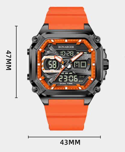 Blue Men's Dual Display Watch - Dual Time Digital Analog Waterproof Sports Watch