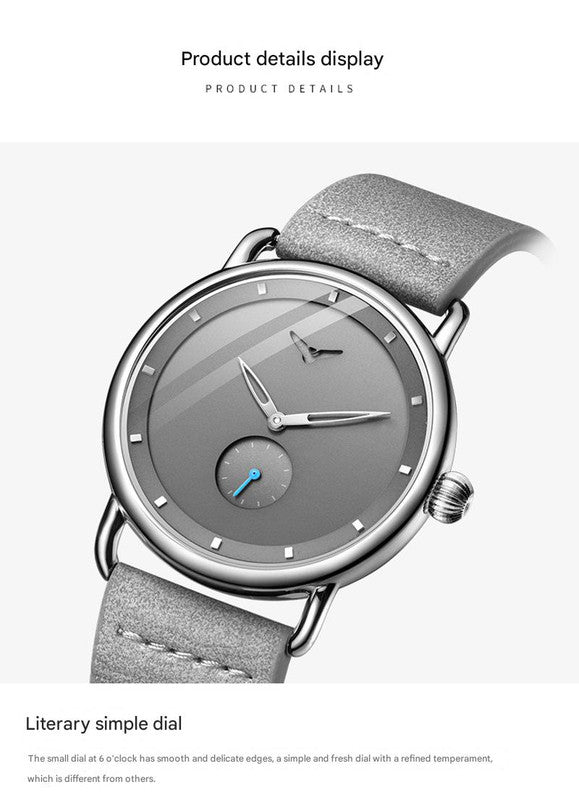 Brown Elegant Men's Watch with Leather Band - Small Seconds, Onion Crown Detail