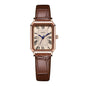 Rose gold shell lotus root plate coffee belt Ladies Quartz Watch - Classic Rectangular, Leather Band