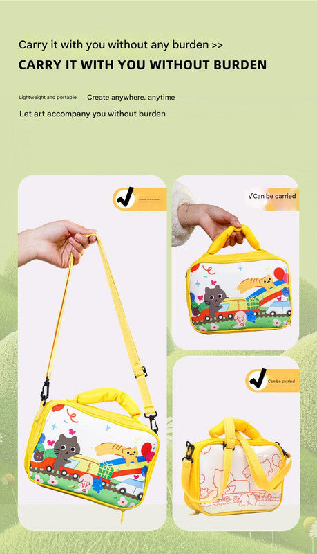 48 colors Kids Double-Layer Marker Set with Carry Case - Portable Art Supply Organizer Bag