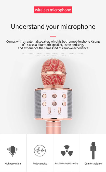 Black Bluetooth 5.0 Karaoke Microphone for Family Entertainment