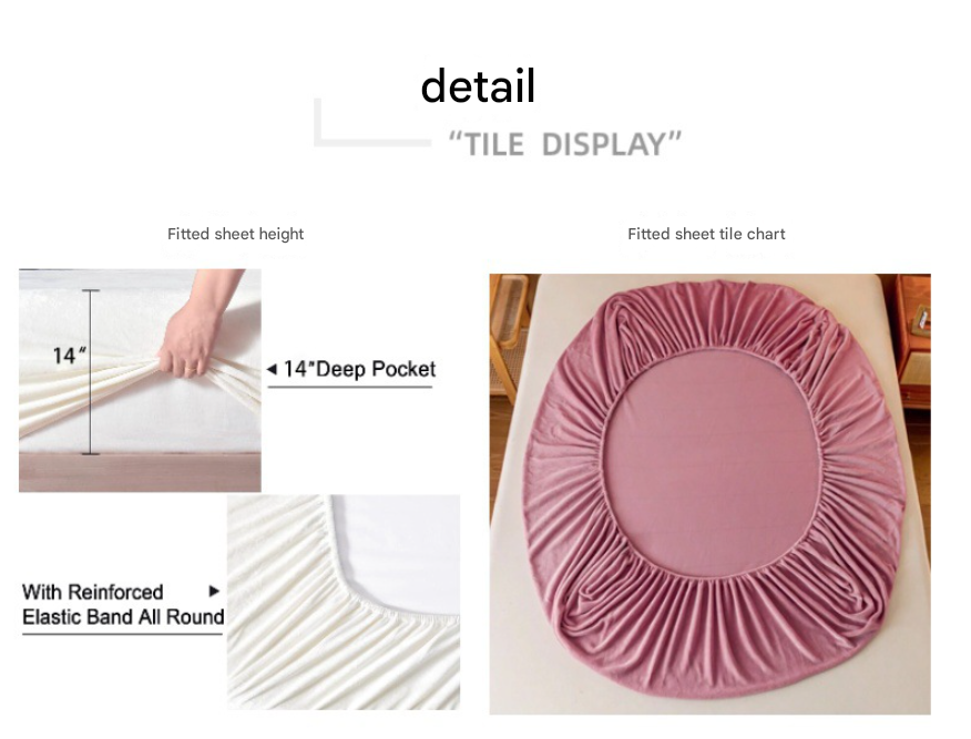 Bean paste color Plush Crystal Velvet Fitted Sheet - Ultra Soft, Warm & Thick for Winter (198x203+36cm)