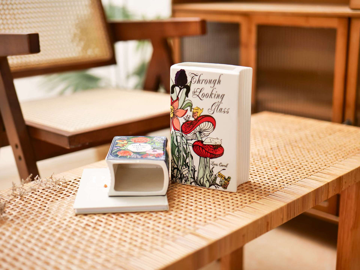 Literary Book Vase - Creative Ceramic Planter & Desk Organizer(Type A - 21x13x7cm)