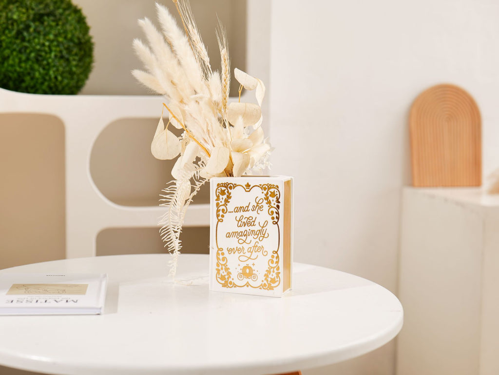 Literary Book Vase - Creative Ceramic Planter & Desk Organizer(Golden Book)