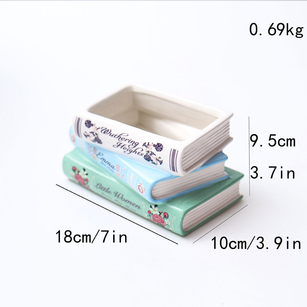 Literary Book Vase - Creative Ceramic Planter & Desk Organizer(Stack of books)