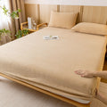 Khaki Plush Crystal Velvet Fitted Sheet - Ultra Soft, Warm & Thick for Winter (198x203+36cm)